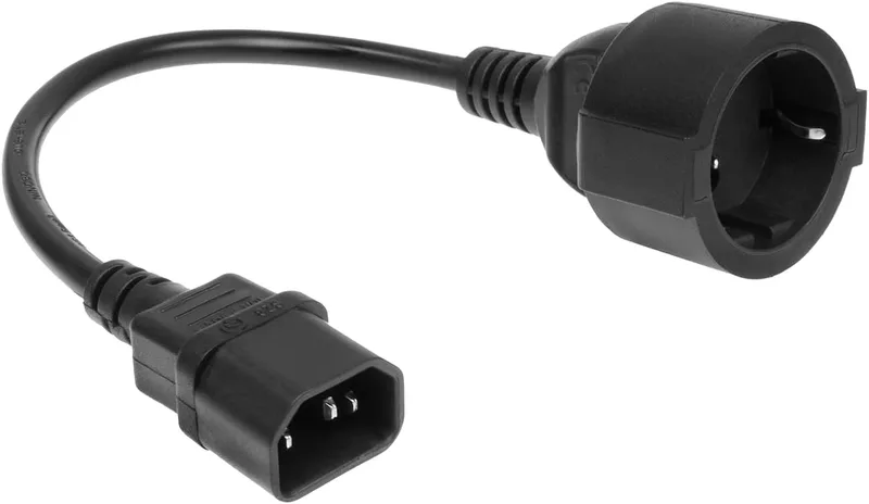 ACT C14 till CEE7/3 strömkabel 0,2 m, C14-kontakt till CEE7/3-uttag strömkabel, för USV/UPS, PDU IEC-kontakt – AK5250