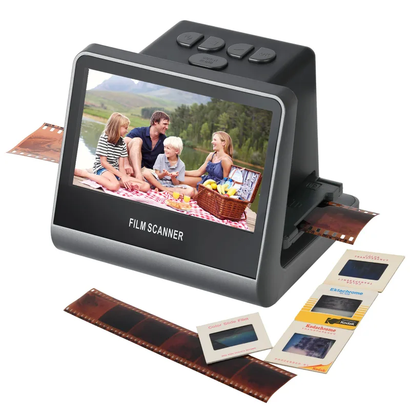 22MP Filmskanner med Stor 5 Tum LCD -skärm, Konvertera Svartvitt, Enkelfärg, Negativ och Bilder Till Högupplösta JPEG -digitala Foton, Byggda i 16 GB -minne