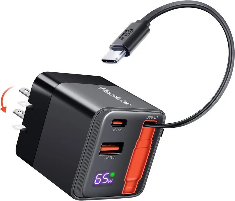 AC-adapter 65W, dubbelport USB-C & USB-A