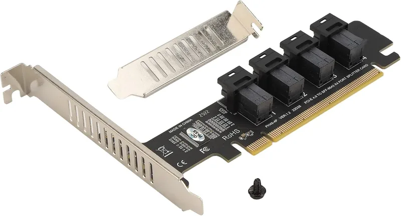 Annadue PCI E Graphic Card Adapter PCI E16 Expansion Card 4 Port NIC Adapter Board