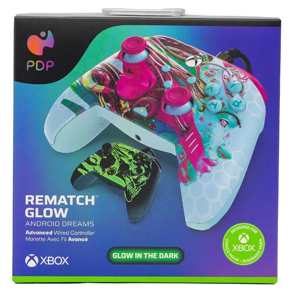 PDP Xbox REMATCH GLOW Wired controller ANDROID DREAMS