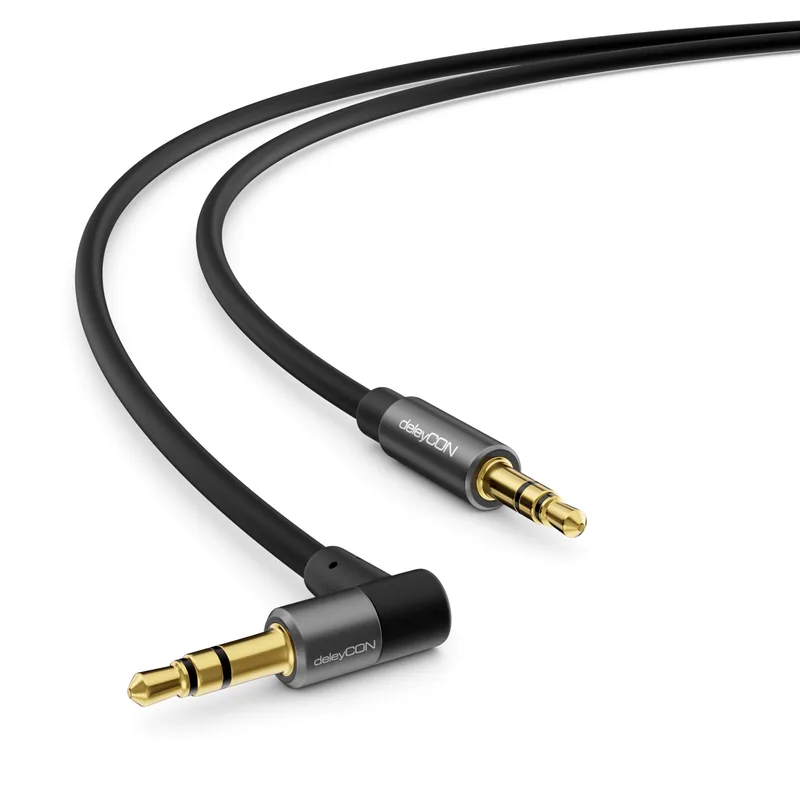 deleyCON 3,0m 3,5mm AUX-Kabel Stereo Ljudkabel Klinkkontakt 1x 90° Vinklad