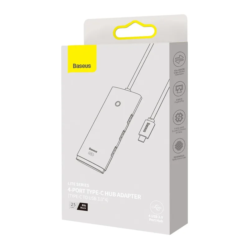 Baseus Lite HUB Typ-C 4x USB - Svart