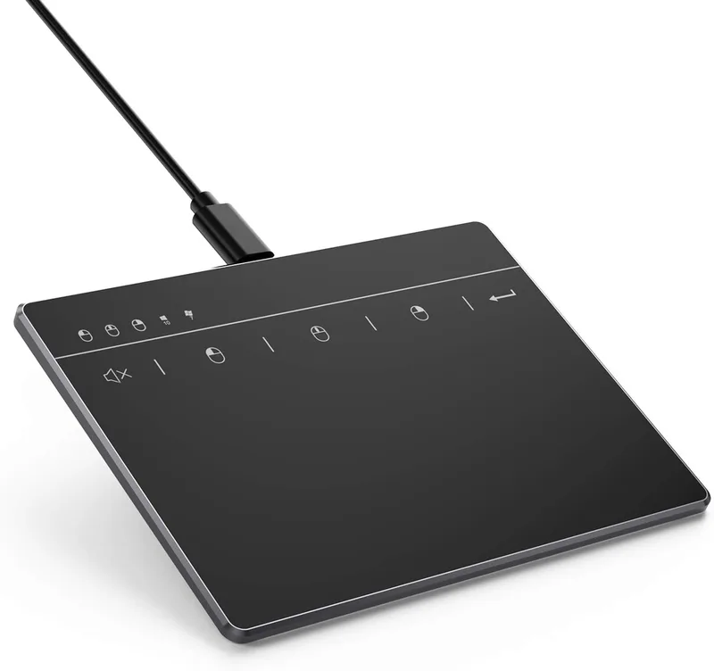 USB Touchpad, Touchpad, Computer Touchpad, Compact Size 100 x 83 x 12.6 mm, with 2 Buttons, Slide-Touch Scroll Zoom Functions for Laptops, Desktops,