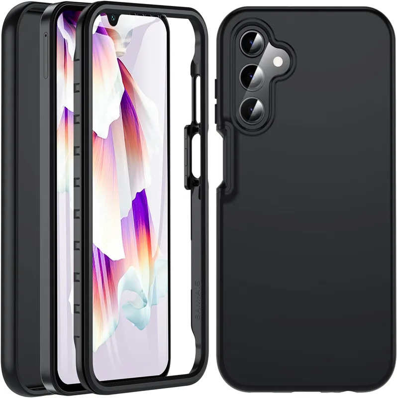 Färgglada silikonmobilskal, passar Samsung Galaxy A15 (4G)/Samsung Galaxy A15 5G (6,5 tum) – svart