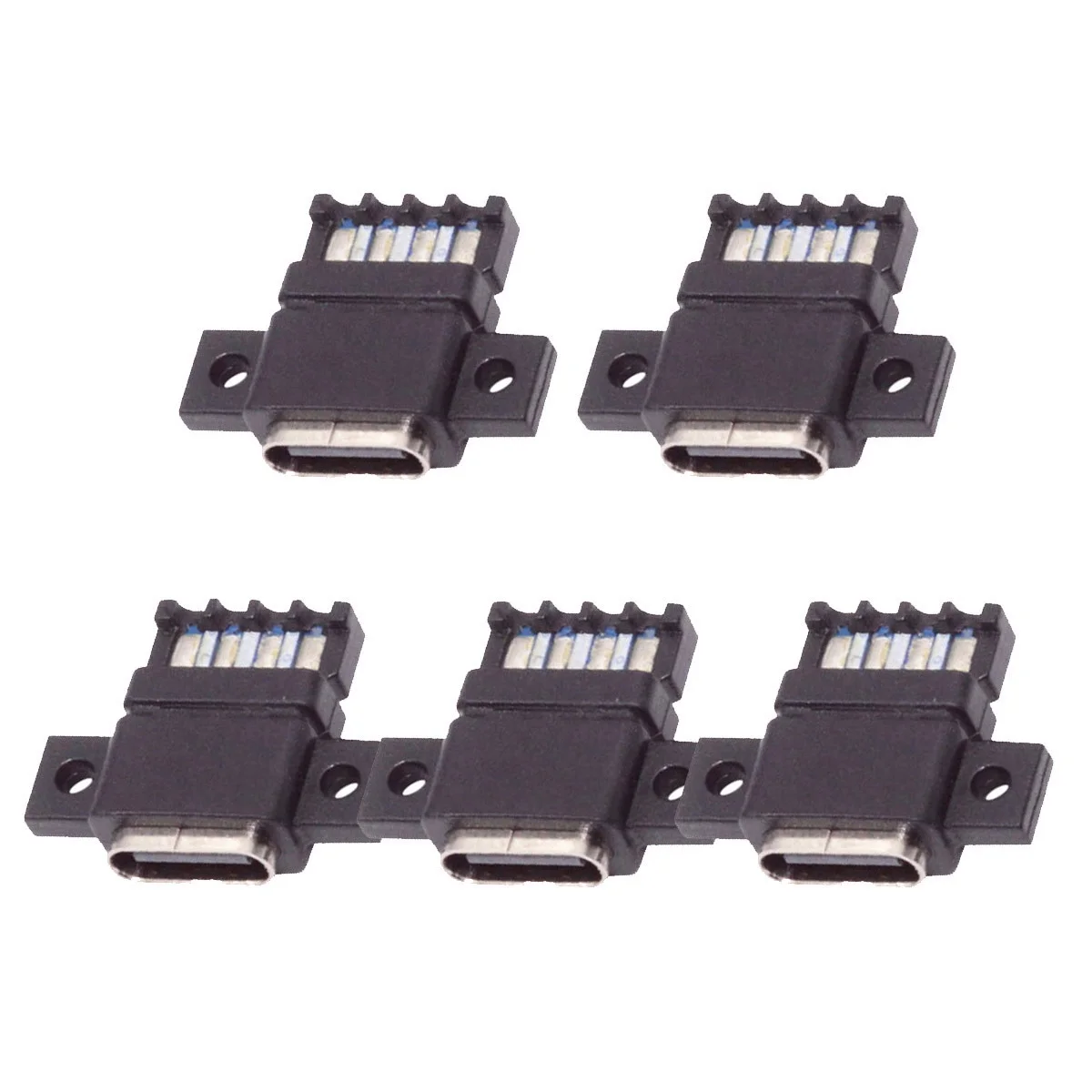 CY 5 st/set DIY OEM typ C 6-stifts kvinnlig kontakt PCBA pinout skruvmutter monteringstyp DC 5V/20 V PD Power